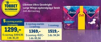 Metro Libresse Ultra Goodnight Large Wings egészségügyi betét 2 x 8 db ajánlat