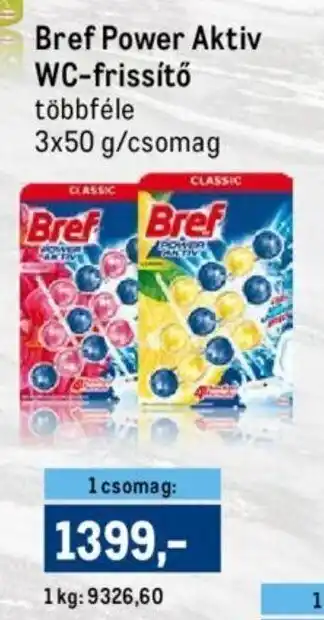 Metro Bref Power Aktiv WC-frissítő 3 x 50 g ajánlat