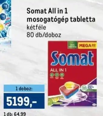 Metro Somat All in 1 mosogatógép tabletta 80 db ajánlat