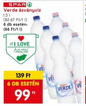 Spar SPAR Verde ásványvíz 1,5 l ajánlat