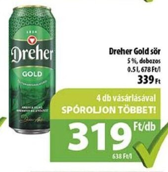 Coop Dreher Gold sör 0,5 l ajánlat