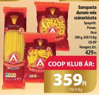 Coop Europasta durum-mix száraztészta 500 g ajánlat