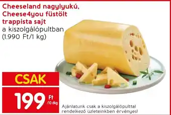 Spar Cheeseland nagylyukú, Cheese4you füstölt trappista sajt 10 dkg ajánlat