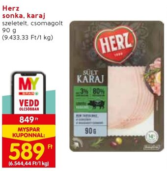 Spar Herz sonka, karaj 90 g ajánlat