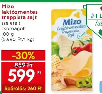 Mizo Laktózmentes trappista sajt 100 g