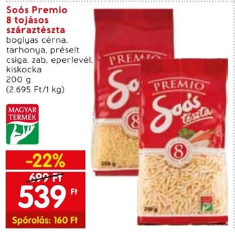 Soós Premio 8 tojásos száraztészta 200 g