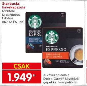 Spar Starbucks kávékapszula 12 db ajánlat