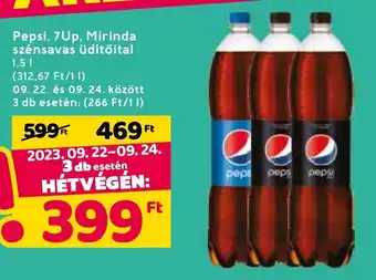 Pepsi, 7Up, Mirinda szénsavas üdítőital 1,5 I