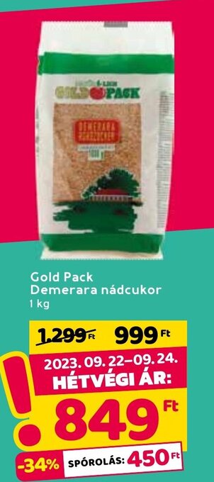Spar Gold Pack Demerara nádcukor 1 kg ajánlat