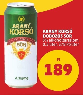 PENNY ARANY KORSÓ DOBOZOS SÖR 0,5 l ajánlat