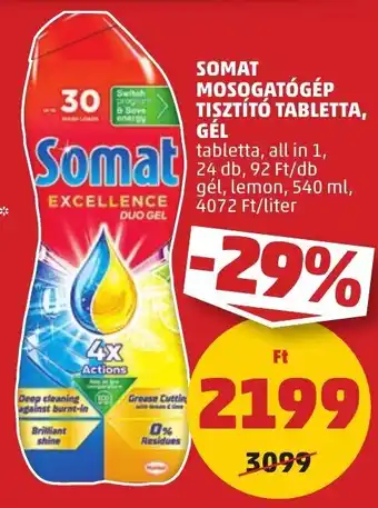 PENNY SOMAT MOSOGATÓGÉP TISZTÍTÓ TABLETTA, GÉL 24 db / 540 ml ajánlat