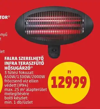 PENNY FALRA SZERELHETŐ INFRA TERASZFŰTŐ HŐSUGÁRZÓ 1 db ajánlat