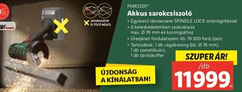 Lidl PARKSIDE Akkus sarokcsiszoló 1 db ajánlat