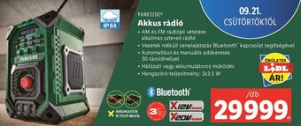 Lidl PARKSIDE Akkus rádió 1 db ajánlat