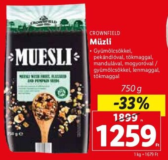 Lidl CROWNFIELD Müzli 750 g ajánlat