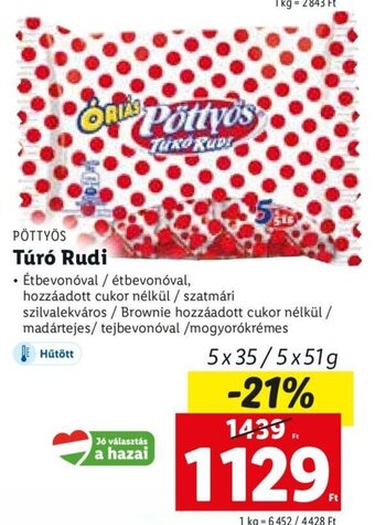 Lidl PÖTTYÖS Túró Rudi 5 x 35 / 5 x 51 g ajánlat