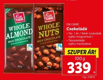 Lidl FIN CARRÉ Csokoládé 100 g ajánlat