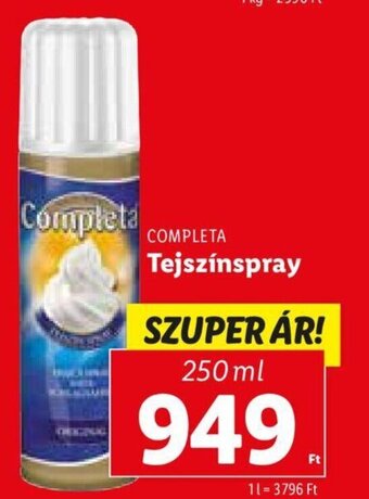Lidl COMPLETA Tejszínspray 250 ml ajánlat