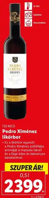 TIO NICO Pedro Ximénez likőrbor 0,5 l