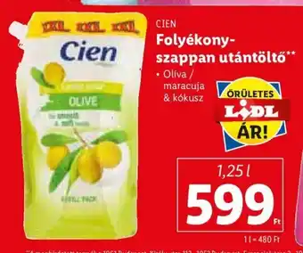 Lidl CIEN Folyékony- szappan utántöltő 1,25 l ajánlat