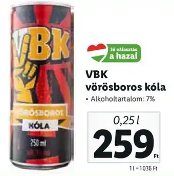 VBK vörösboros kóla 0,25 l