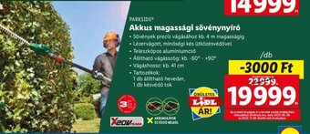 Lidl PARKSIDE Akkus magassági sövénynyíró 1 db ajánlat
