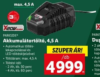 Lidl PARKSIDE Akkumulátortöltő, 4,5 A 1 db ajánlat