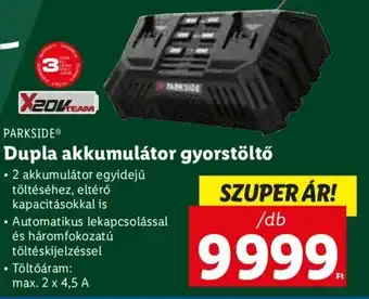 Lidl PARKSIDE Dupla akkumulátor gyorstöltő 1 db ajánlat