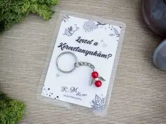 R.M Ékszer Leszel a keresztanyukám piros angyal medálos kulcstartó ajánlat