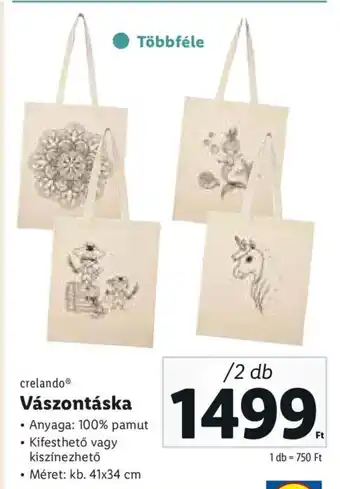 Lidl crelando Vászontáska 2 db ajánlat