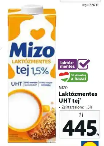 Lidl MIZO Laktózmentes UHT tej 1 l ajánlat