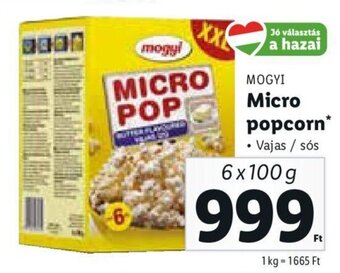 Lidl MOGYI Micro popcorn 6 x 100 g ajánlat