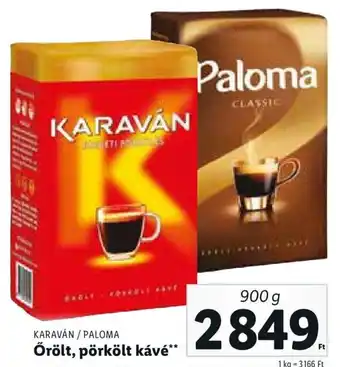 Lidl KARAVÁN / PALOMA Őrölt, pörkölt kávé 900 g ajánlat