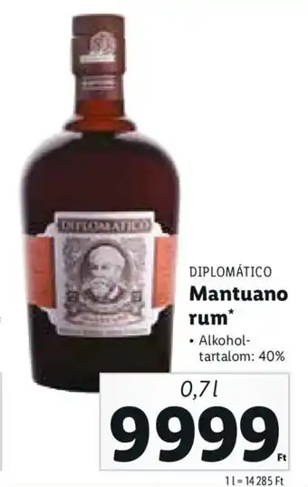 Lidl DIPLOMÁTICO Mantuano rum 0,7 l ajánlat