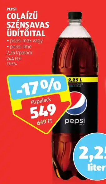 ALDI PEPSI COLAÍZŰ SZÉNSAVAS ÜDÍTŐITAL 2,25 l ajánlat