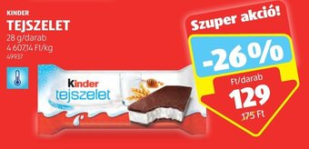 ALDI KINDER TEJSZELET 28 g ajánlat