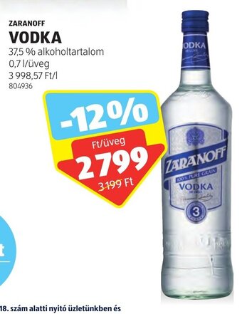 ALDI ZARANOFF VODKA 0,7 l ajánlat