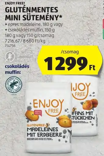 ALDI ENJOY FREE! GLUTÉNMENTES MINI SÜTEMÉNY 180 / 150 g ajánlat