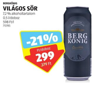 BERGKÖNIG VILÁGOS SÖR 0,5 l