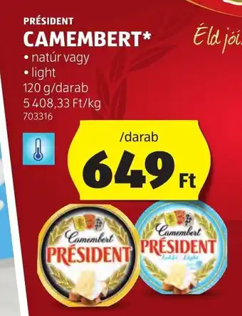 ALDI PRÉSIDENT CAMEMBERT 120 g ajánlat