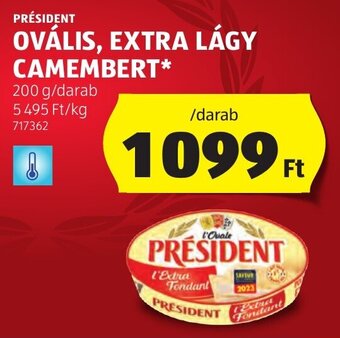 ALDI PRÉSIDENT OVÁLIS, EXTRA LÁGY CAMEMBERT 200 g ajánlat