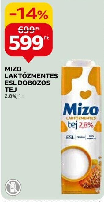 Auchan MIZO LAKTÓZMENTES ESL DOBOZOS TEJ 1 l ajánlat