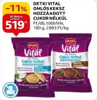 Auchan DETKI VITAL OMLÓS KEKSZ HOZZÁADOTT CUKOR NÉLKÜL 180 g ajánlat