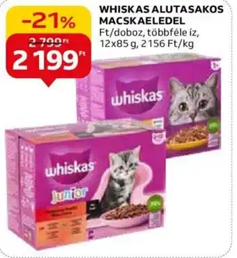 Auchan WHISKAS ALUTASAKOS MACSKAELEDEL 12 x 85 g ajánlat