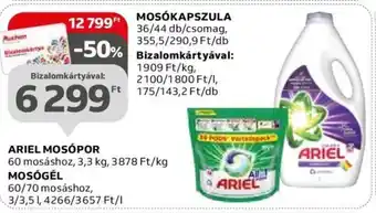 Auchan ARIEL MOSÓPOR stb. 3,3 kg / 3 - 3,5 l / 36 - 44 db ajánlat