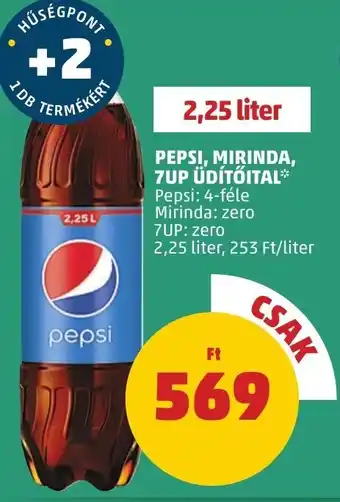 PEPSI, MIRINDA, 7UP ÜDÍTŐITAL 2,25 l