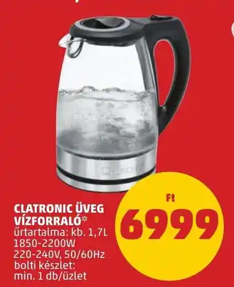 CLATRONIC ÜVEG VÍZFORRALÓ 1 db