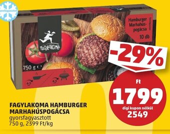 PENNY FAGYLAKOMA HAMBURGER MARHAHÚSPOGÁCSA 750 g ajánlat