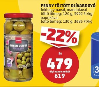 PENNY PENNY TÖLTÖTT OLÍVABOGYÓ 120 / 130 g ajánlat