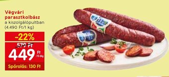 Spar Végvári parasztkolbász 10 dkg ajánlat